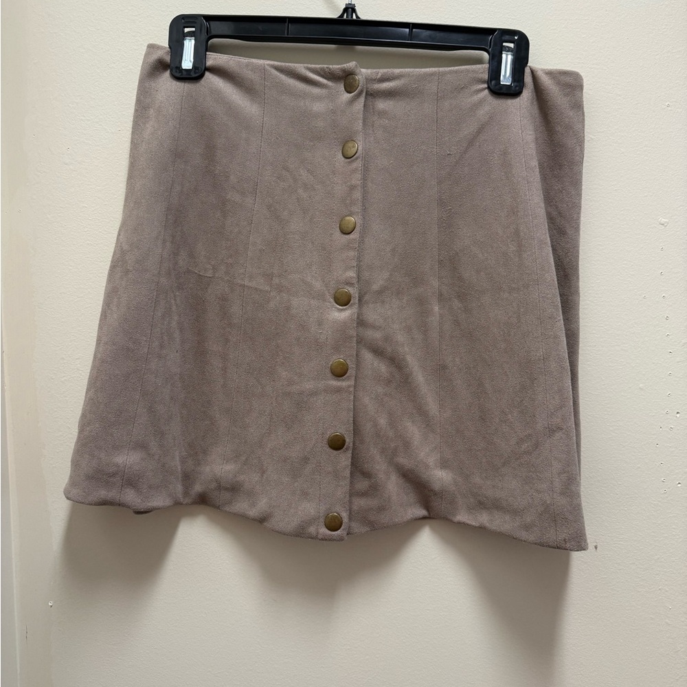 Altar'd State Button-Front Brown Mini Skirt